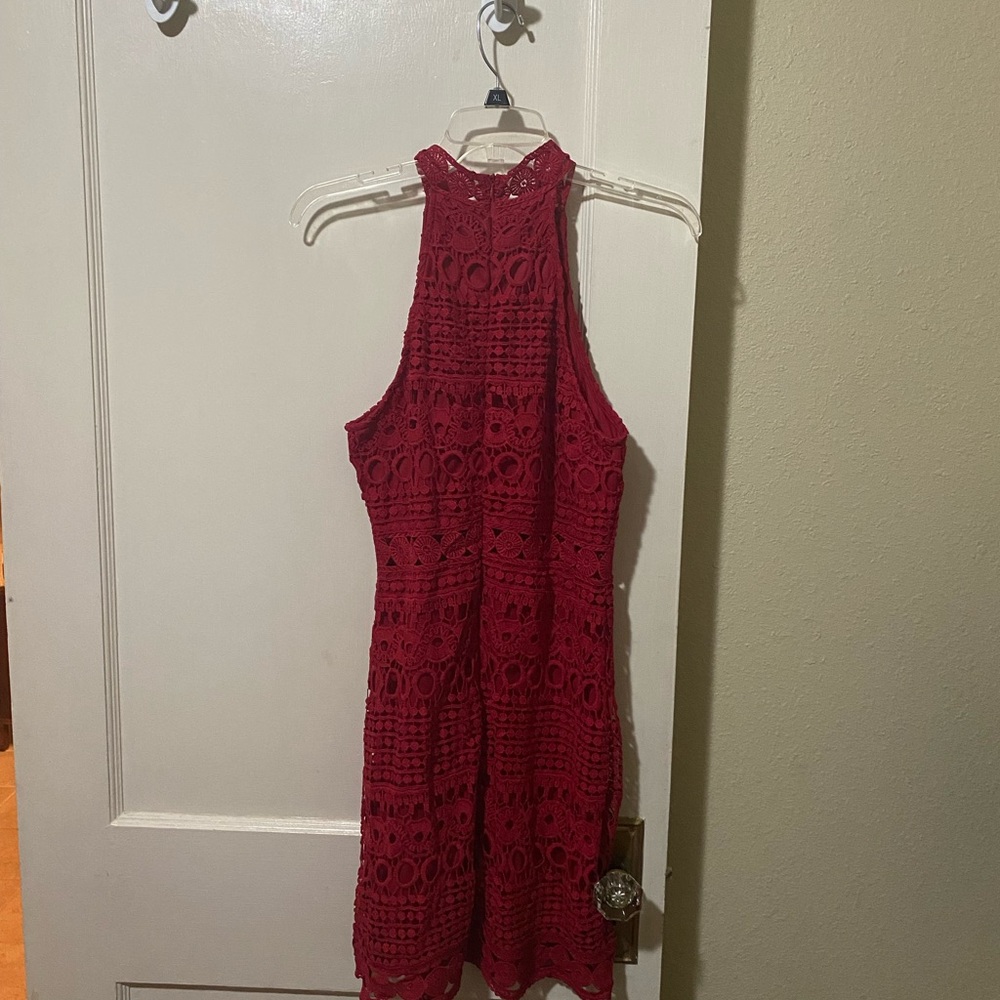 Red Eyelet Cocktail Dress